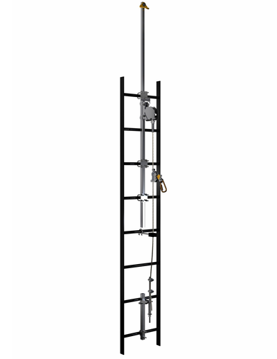 3M DBI-SALA Lad-Saf Cable Vertical Safety System Bracketry with Telescoping Extension - 4 User - Galvanized Steel - 6116618