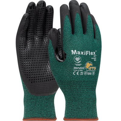 MaxiFlex Cut Seamless Knit Glove w/Premium Nitrile Coated MicroFoam Grip on Palm & Fingers - Micro Dot - Touchscreen - Green - 1/DZ - 34-8443