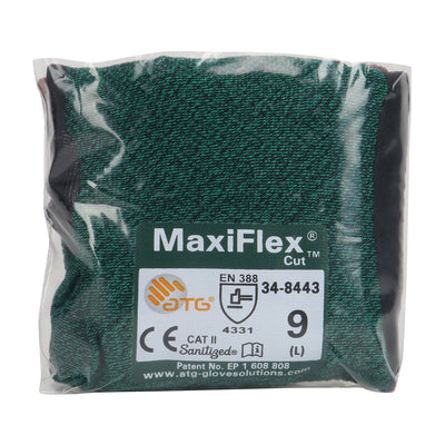 MaxiFlex Cut Seamless Knit Glove w/Premium Nitrile Coated MicroFoam Grip on Palm & Fingers Micro Dot - Touchscreen - Green - 6/PR - 34-8443V