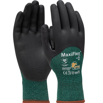 MaxiFlex Cut Seamless Knit Engineered Yarn Glove w/Premium Nitrile Coated MicroFoam Grip on Palm Fingers & Knuckles - Green - 1/DZ - 34-8753