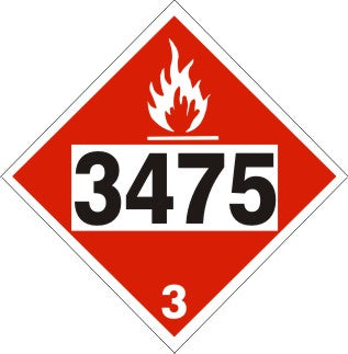 3475 ETHANOL AND GAS MIXTURES - CLASS 3 PLACARD