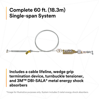 3M DBI-SALA Temporary 60 ft. Cable Horizontal Lifeline System - 7602060