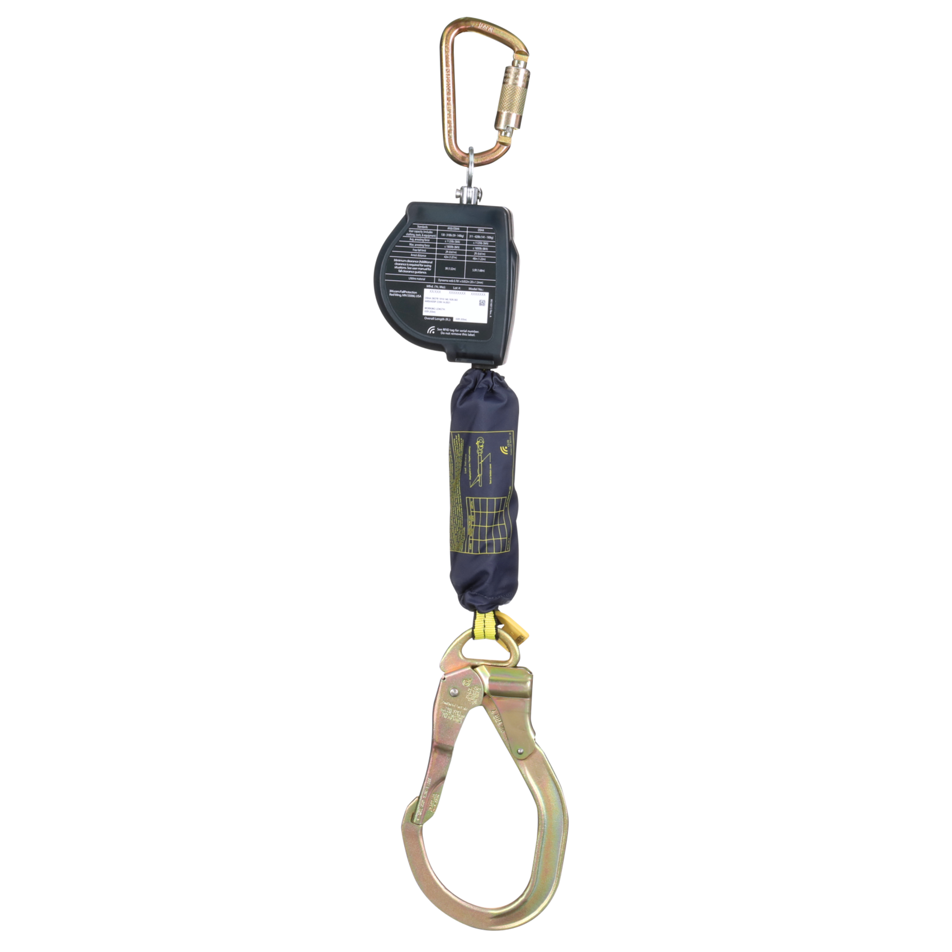 3M DBI-SALA Nano-Lok XL Self-Retracting Lifeline with Steel Carabiner - Web - Steel Rebar Lock Hook - 9 ft. - Class 1 - ANSI - 3100603