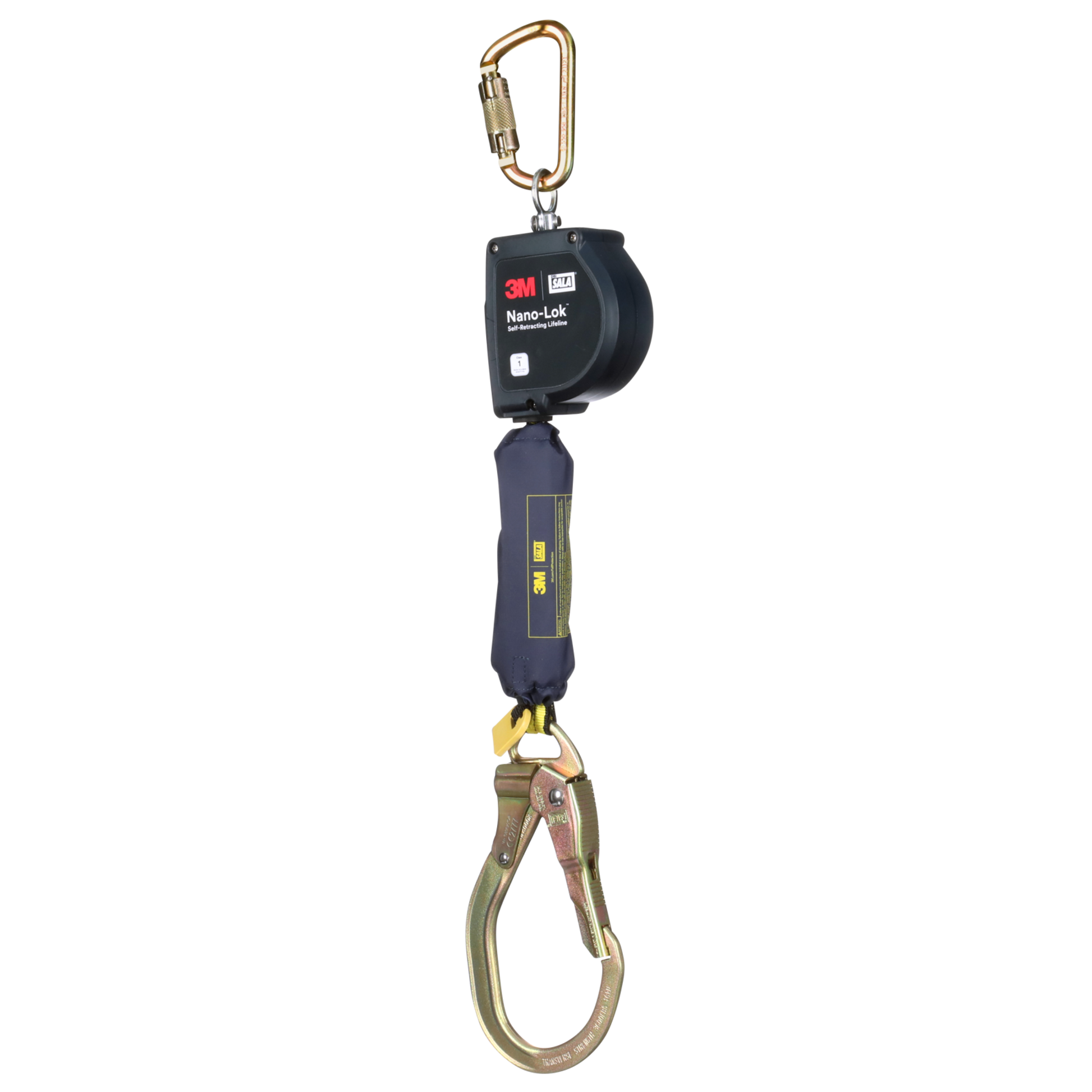 3M DBI-SALA Nano-Lok XL Self-Retracting Lifeline with Steel Carabiner - Web - Steel Rebar Lock Hook - 9 ft. - Class 1 - ANSI - 3100603