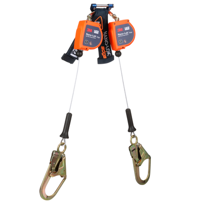 3M DBI-SALA Nano-Lok Edge Twin-Leg Personal Self Retracting Lifeline - Cable - Steel Rebar Hook - 7.3 ft. - Class 2 - ANSI - 3500278