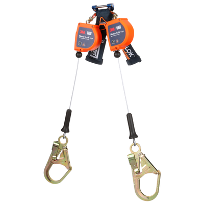 3M DBI-SALA Nano-Lok Edge Twin-Leg Personal Self Retracting Lifeline - Cable - Steel Rebar Hook - 7.3 ft. - Class 2 - ANSI - 3500278