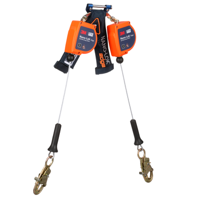 3M DBI-SALA Nano-Lok Edge Twin-Leg Personal Self Retracting Lifeline - Cable - Steel Snap Hook - 8 ft. - Class 2 - ANSI - 3500279