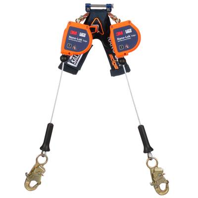 3M DBI-SALA Nano-Lok Edge Twin-Leg Personal Self Retracting Lifeline - Cable - Steel Snap Hook - 8 ft. - Class 2 - ANSI - 3500279