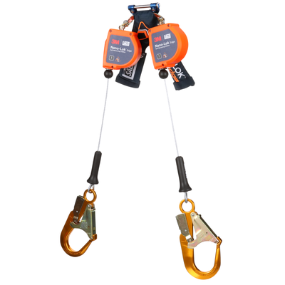 3M DBI-SALA Nano-Lok Edge Twin-Leg Personal Self Retracting Lifeline - Cable - Aluminum Rebar Hook - 8 ft. - Class 2 - ANSI - 3500280