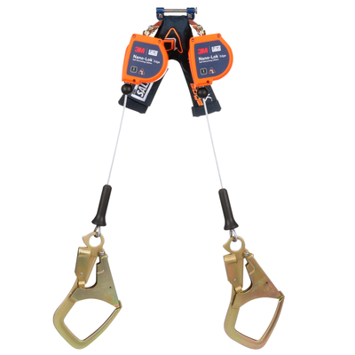 3M DBI-SALA Nano-Lok Edge Twin-Leg Personal Self-Retracting Lifeline - Cable - Steel Rebar Hook - 6 ft. - Class 2 - ANSI - 3500281