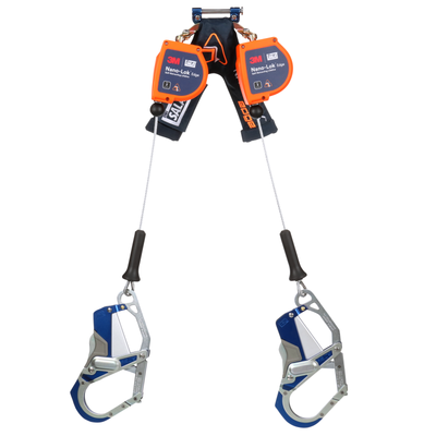 3M DBI-SALA Nano-Lok Edge Twin-Leg Personal Self Retracting Lifeline - Cable - Aluminum Comfort Hook - 7 ft. - Class 2 ANSI - 3500283