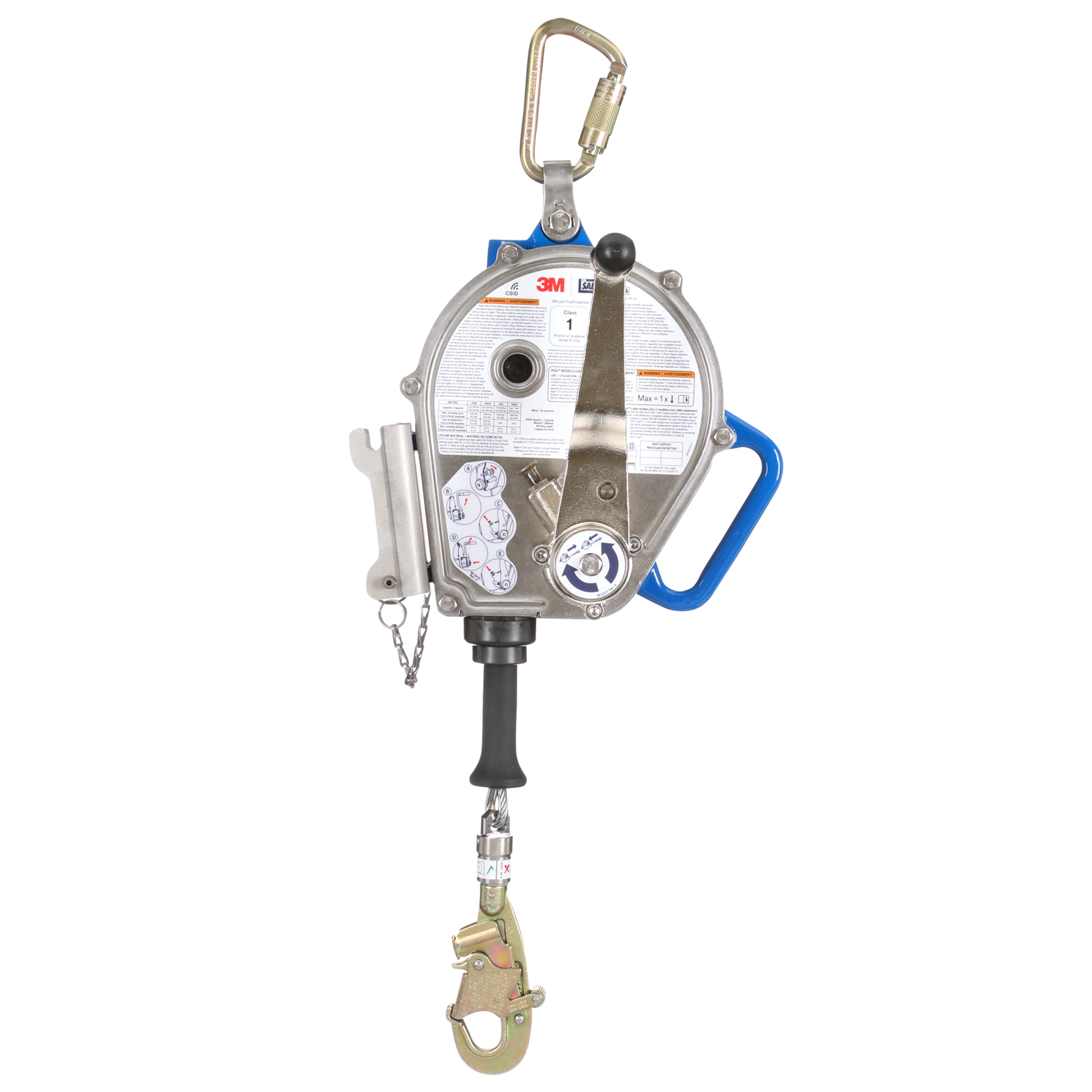 3M DBI-SALA Sealed-Blok 3-Way Retrieval Self-Retracting Lifeline with Bracket - Stainless Steel Cable - Snap Hook - 50 ft - 3400150