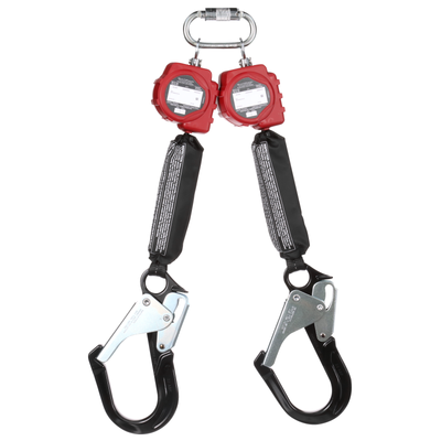 3M Protecta Twin-Leg Self-Retracting Lifeline with Carabiner - Web - Aluminum Rebar Hook - 6 ft - 3100634