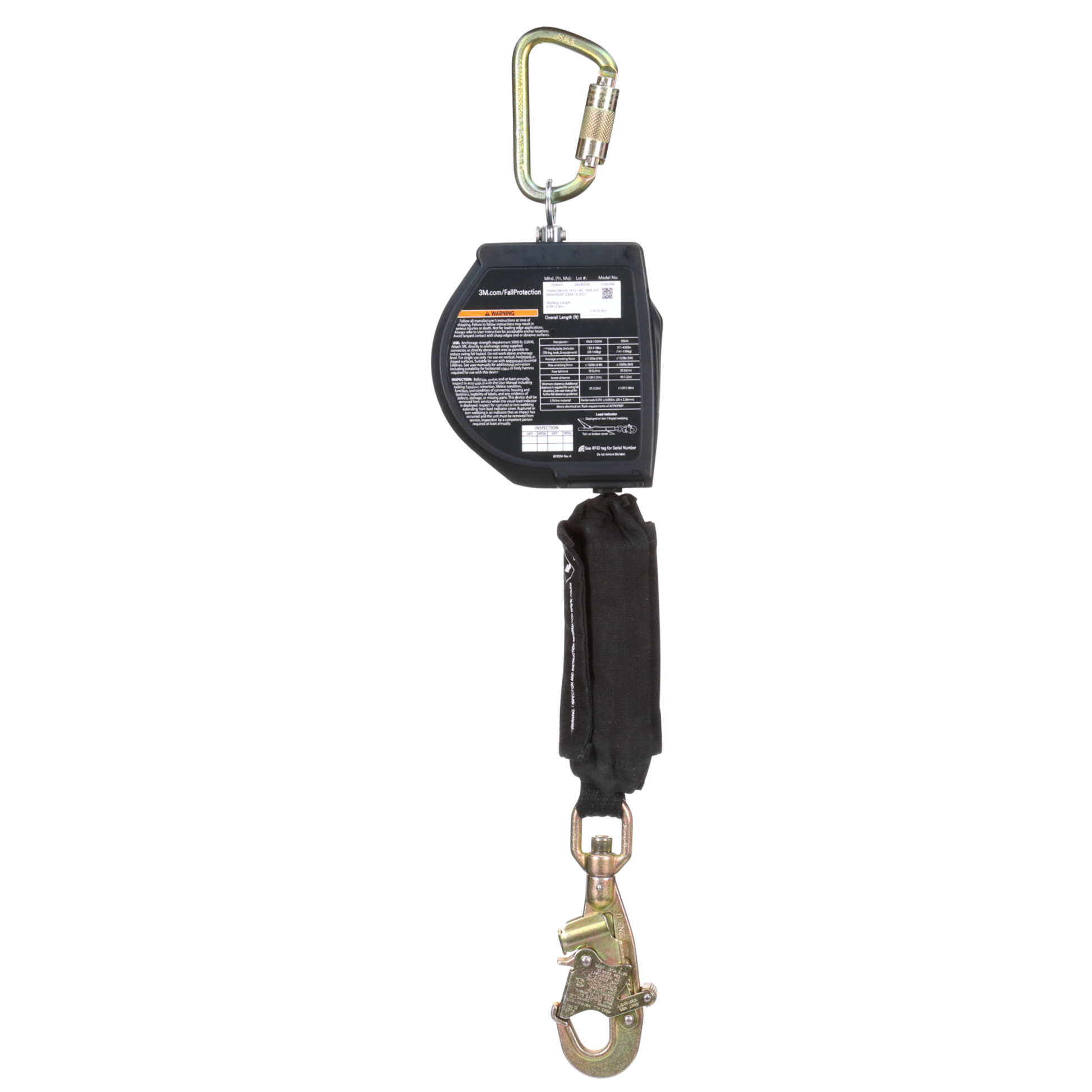 3M DBI-SALA Nano-Lok Arc Flash Self-Retracting Lifeline with Anchor Hook - Kevlar Fiber Web - 11 ft - 3100264