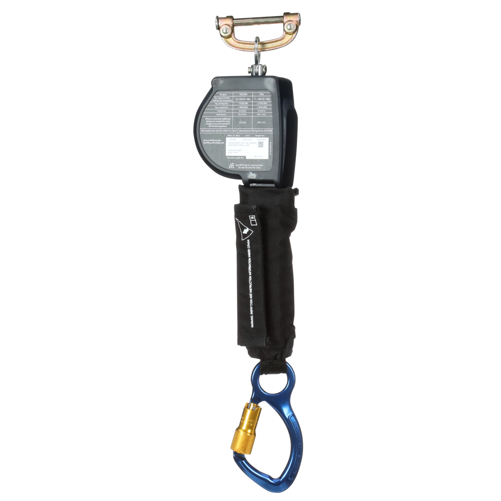 3M DBI-SALA Nano-Lok Arc Flash Self-Retracting Lifeline with Quick Connect - Web - Aluminum Carabiner - 8 ft - 3100577