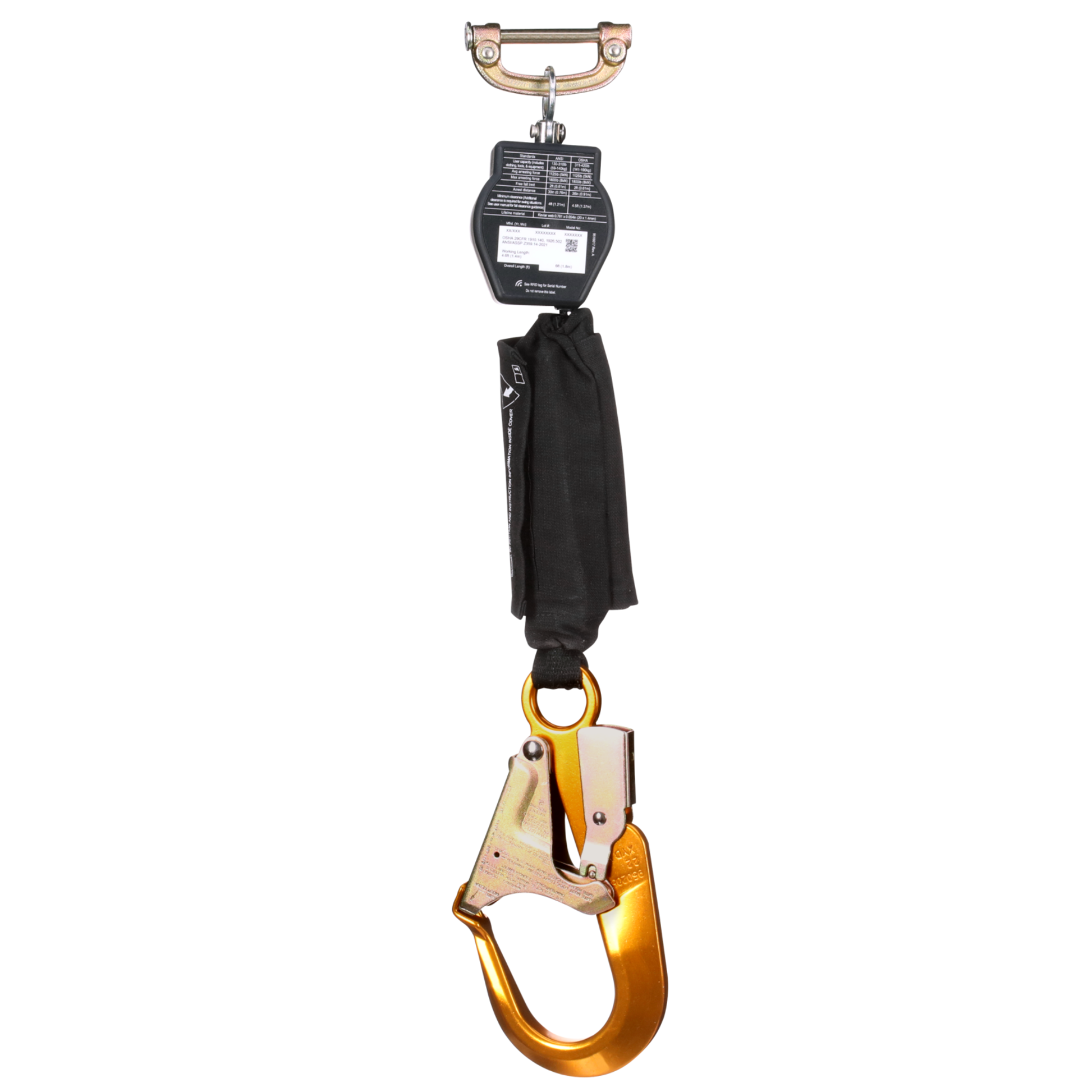 3M DBI-SALA Nano-Lok Hot Work Self-Retracting Lifeline with Quick Connect - Web - Aluminum Rebar Hook - 6 ft - 3100560