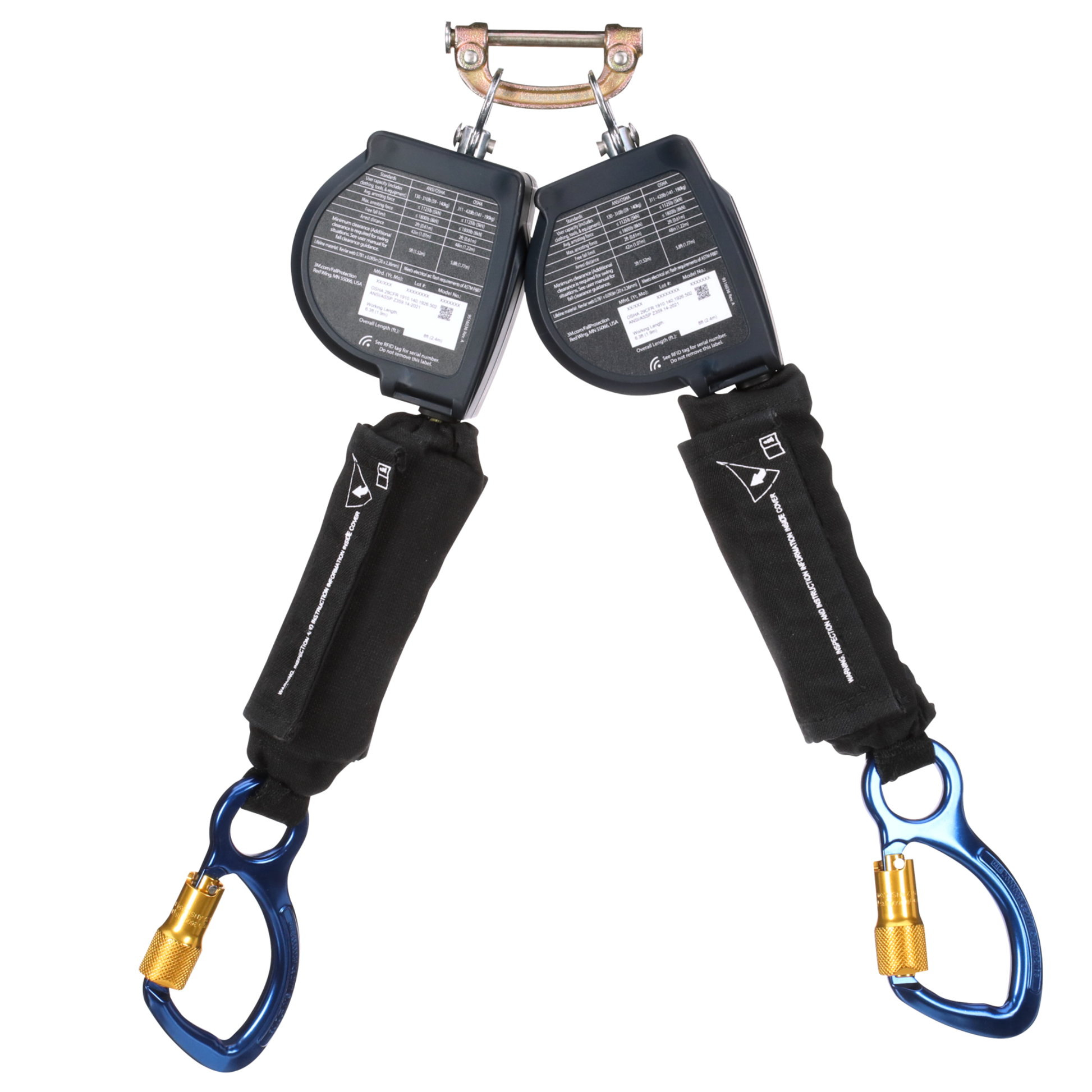 3M DBI-SALA Nano-Lok Arc Flash Twin-Leg Personal Self-Retracting Lifeline - Kevlar Fiber Web - 8 ft - 3100586