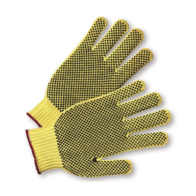 PIP Seamless Knit DuPont Kevlar / Cotton Plated Glove w/Double-Sided PVC Dot Grip - Medium Weight - Yellow - 1/DZ - 330-WC35KDEBS