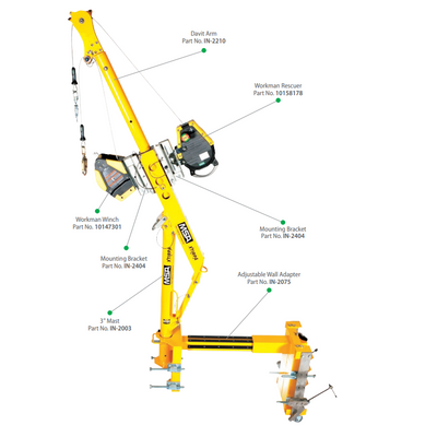 Xtirpa Adjustable Wall Adapter Complete Confined Space Entry System w/ MSA Workman 50' SRL