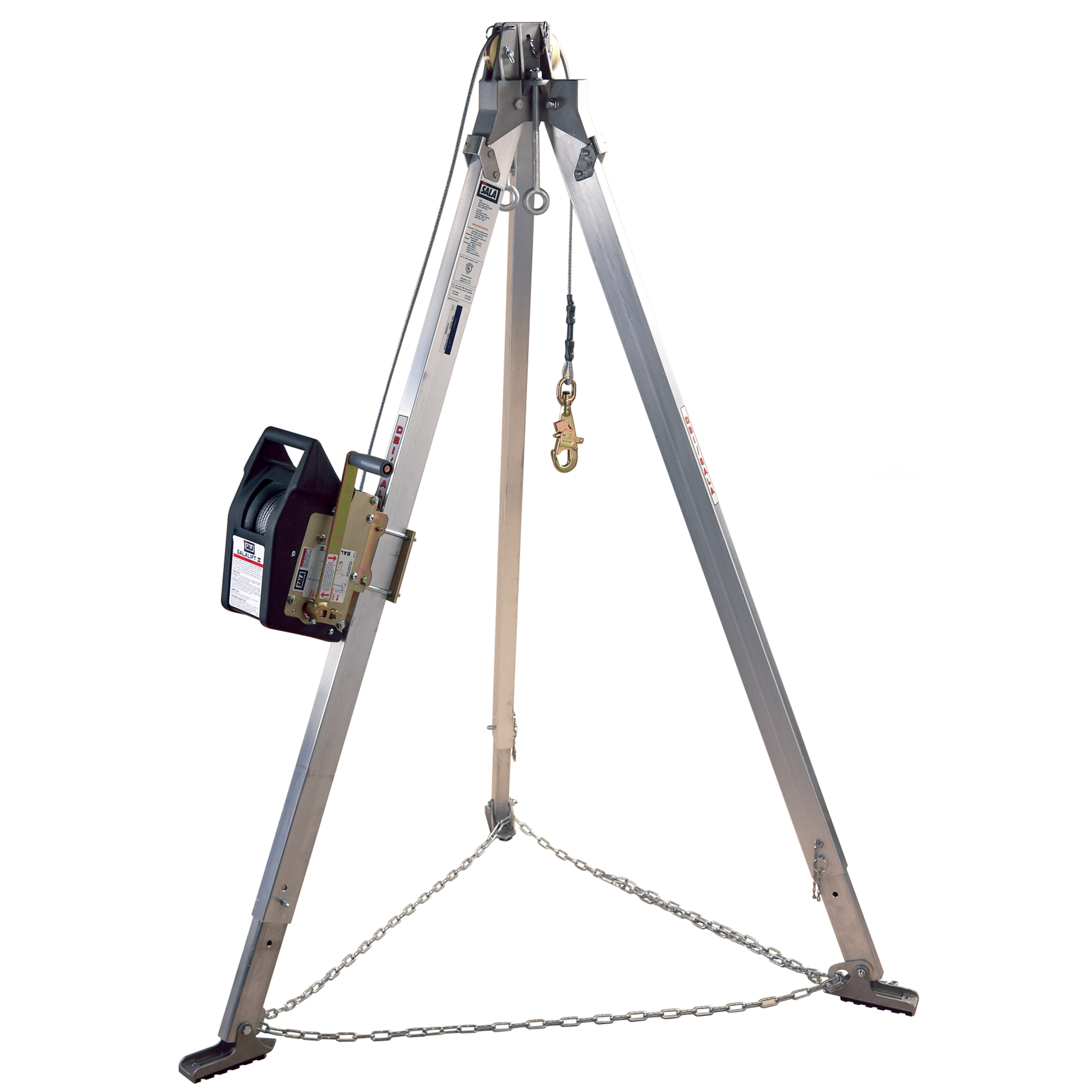 3M DBI-SALA Confined Space Aluminum Tripod with Winch - 7 ft Tripod - 90 ft Galvanized Cable - 8301086