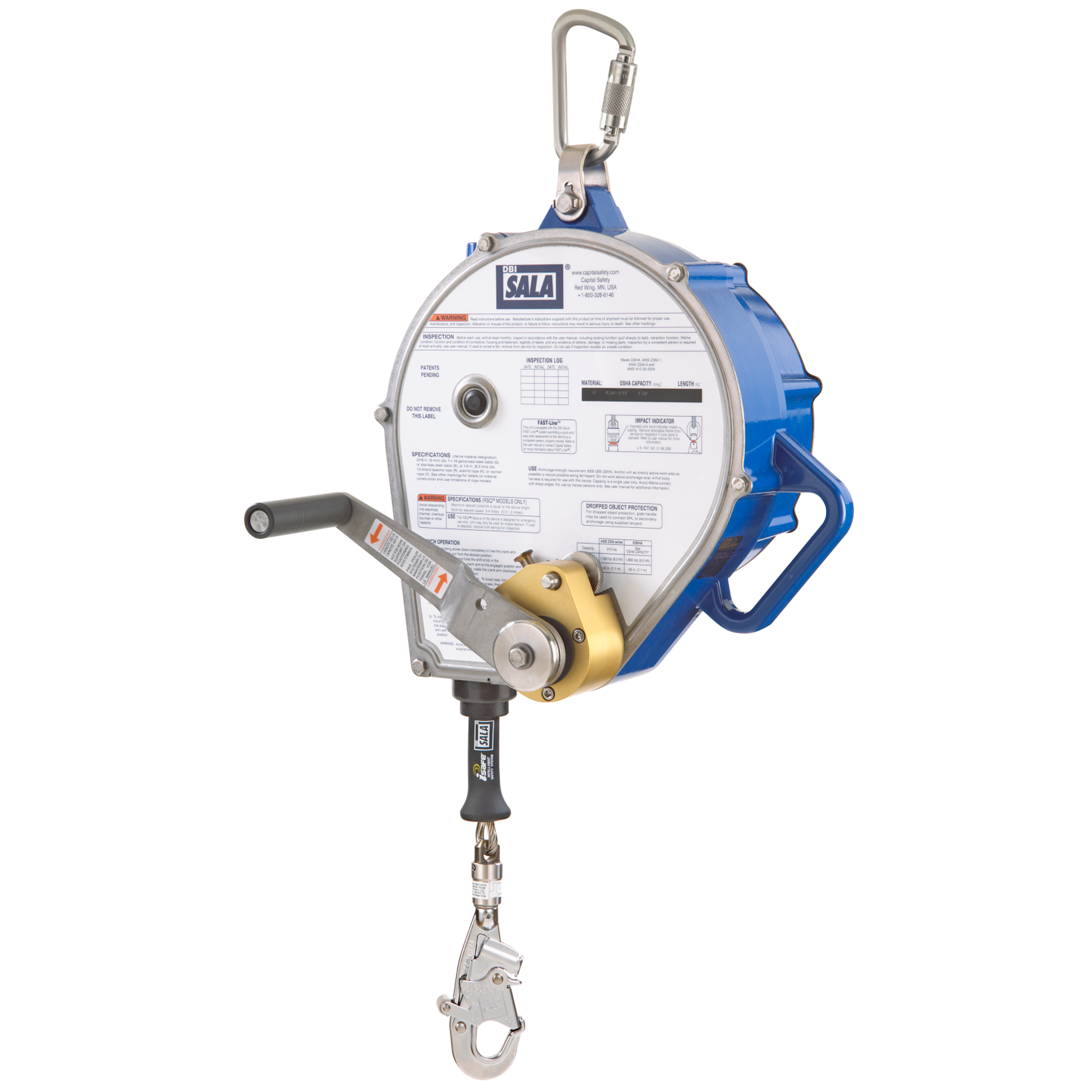 3M DBI-SALA Sealed-Blok 3-Way Retrieval Self-Retracting Lifeline - Stainless Steel Cable - 130 ft - 3400170