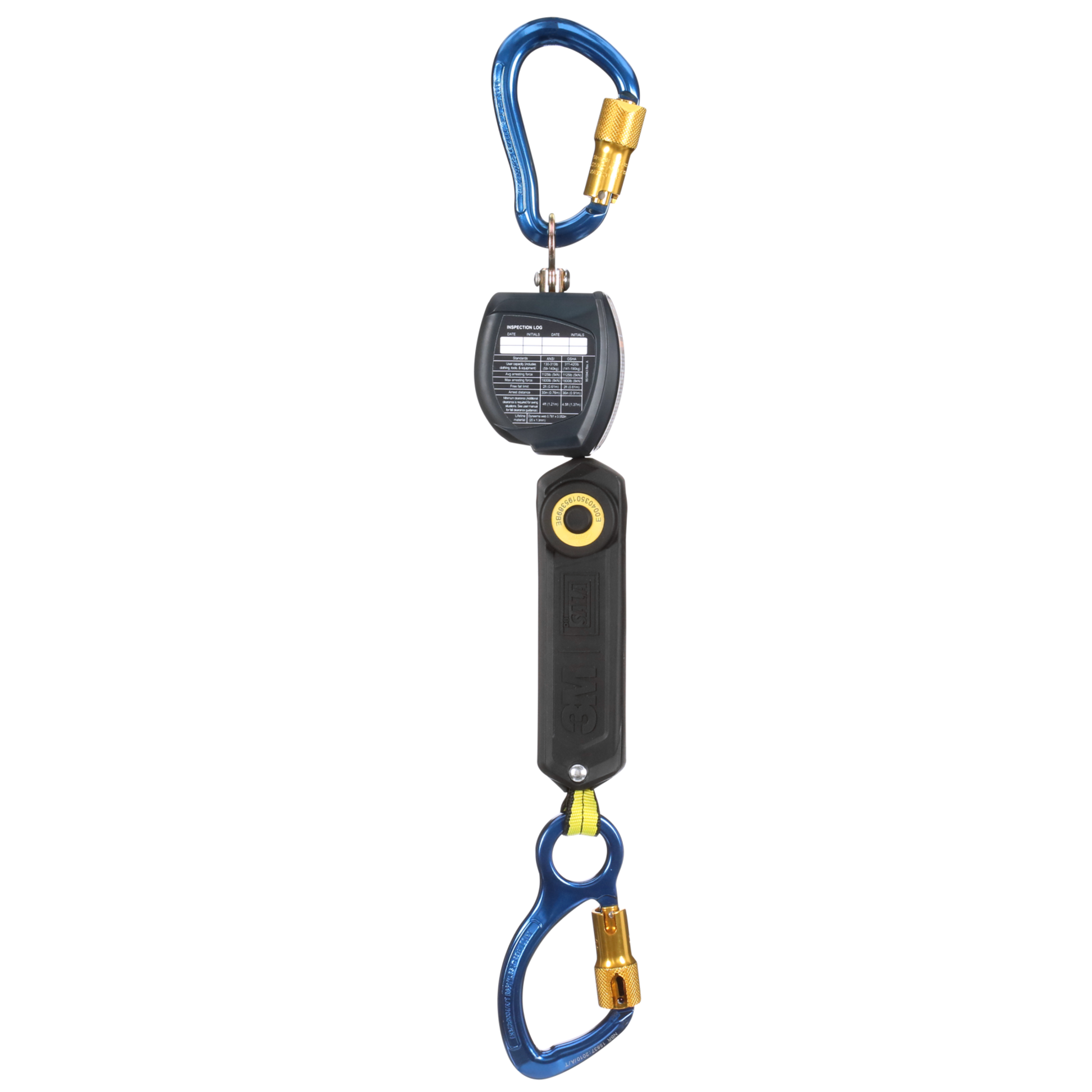 3M DBI-SALA Nano-Lok Personal Self-Retracting Lifeline with Anchor Hook - Web Aluminum Carabiner - 6 ft. - Class 1 - ANSI - 3100528