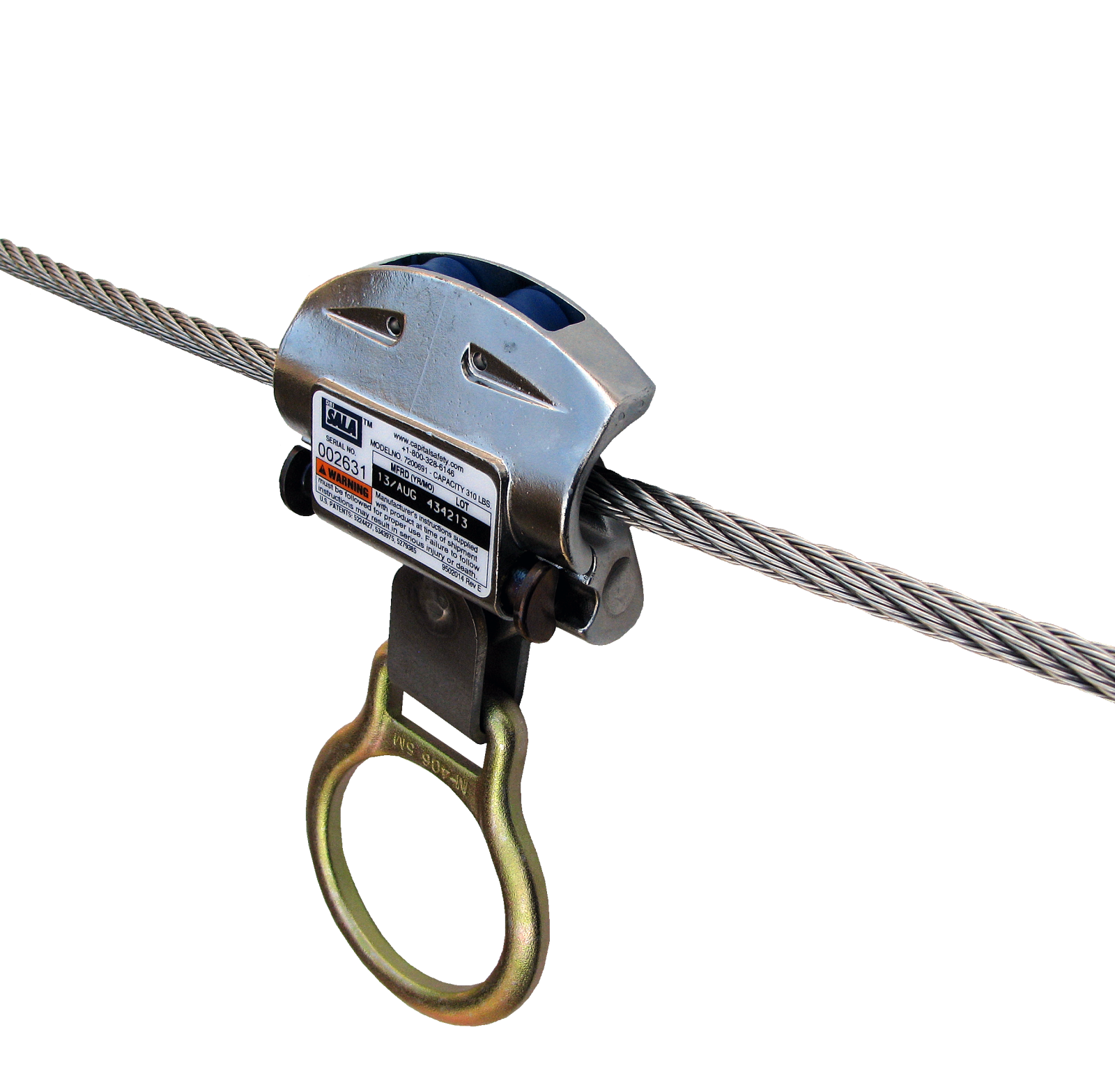3M DBI-SALA Permanent Horizontal Lifeline Sayflink Sleeve with Wheels - Fits 8 - 12 mm - 7200691