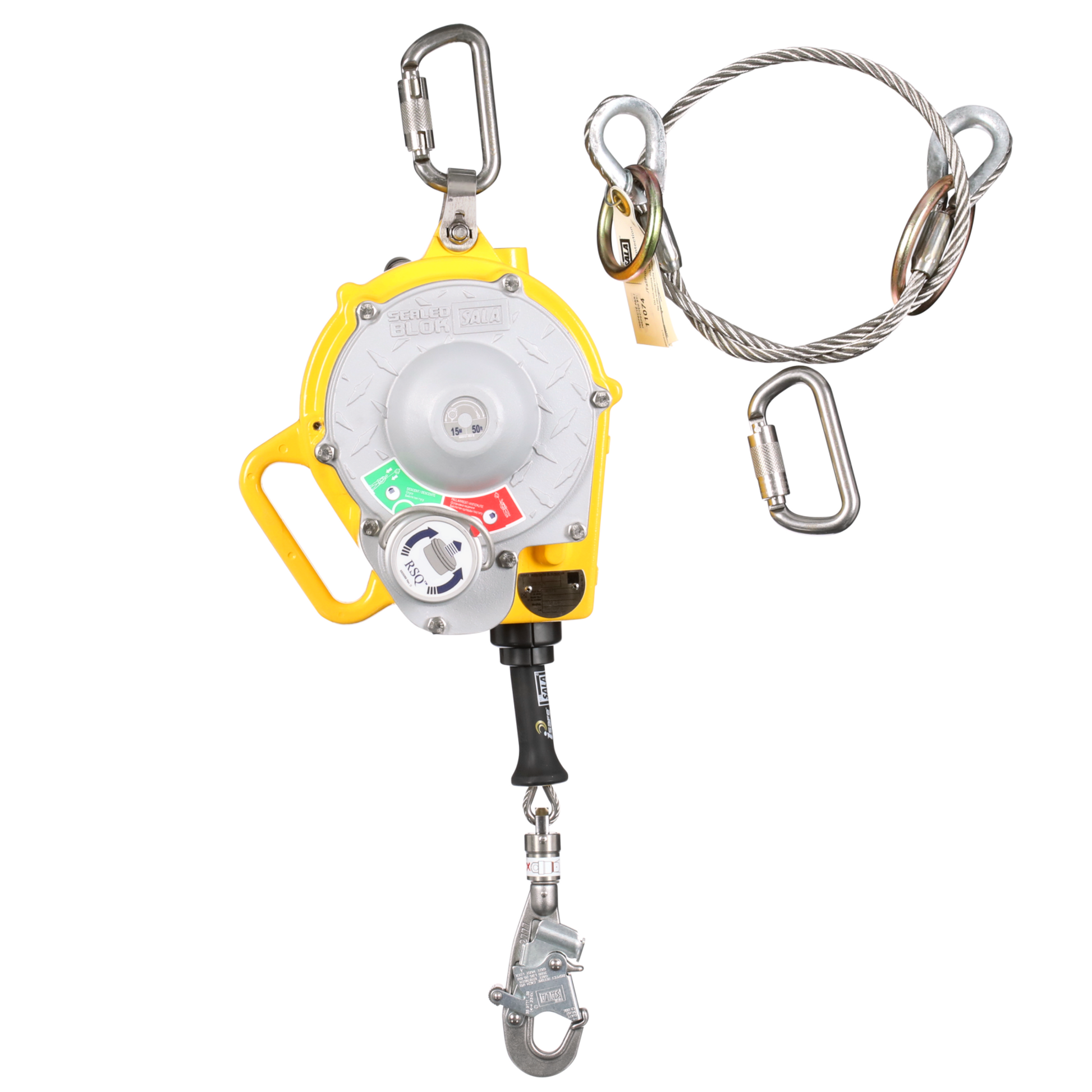 3M DBI-SALA Sealed-Blok RSQ 3-Way Retrieval Self-Retracting Lifeline - Stainless Steel Cable - 50 ft - 3400165