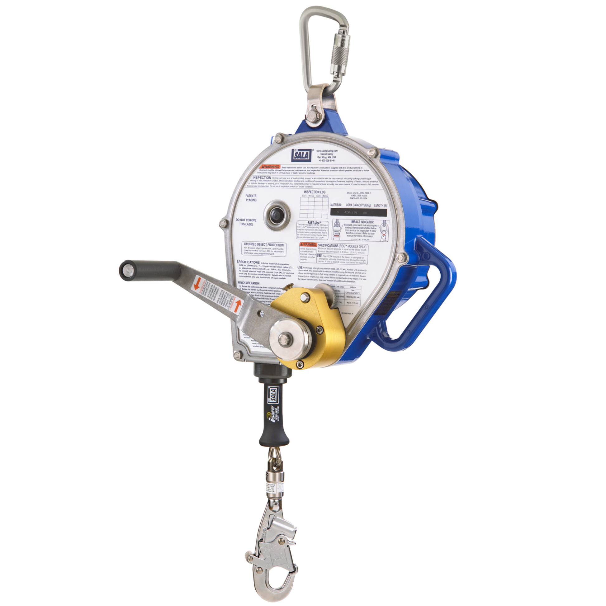 3M DBI-SALA Sealed-Blok 3-Way Retrieval Self-Retracting Lifeline - Stainless Steel Cable - 85 ft - 3400167