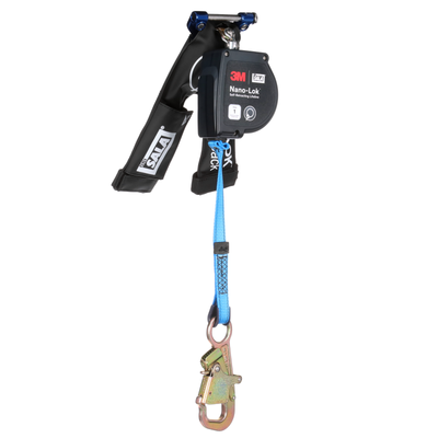 3M DBI-SALA Nano-Lok Twin-Leg Self-Retracting Lifeline with Quick Connect - Web - Wrap Back Steel Rebar Lock Hooks - 8 ft - 3100619