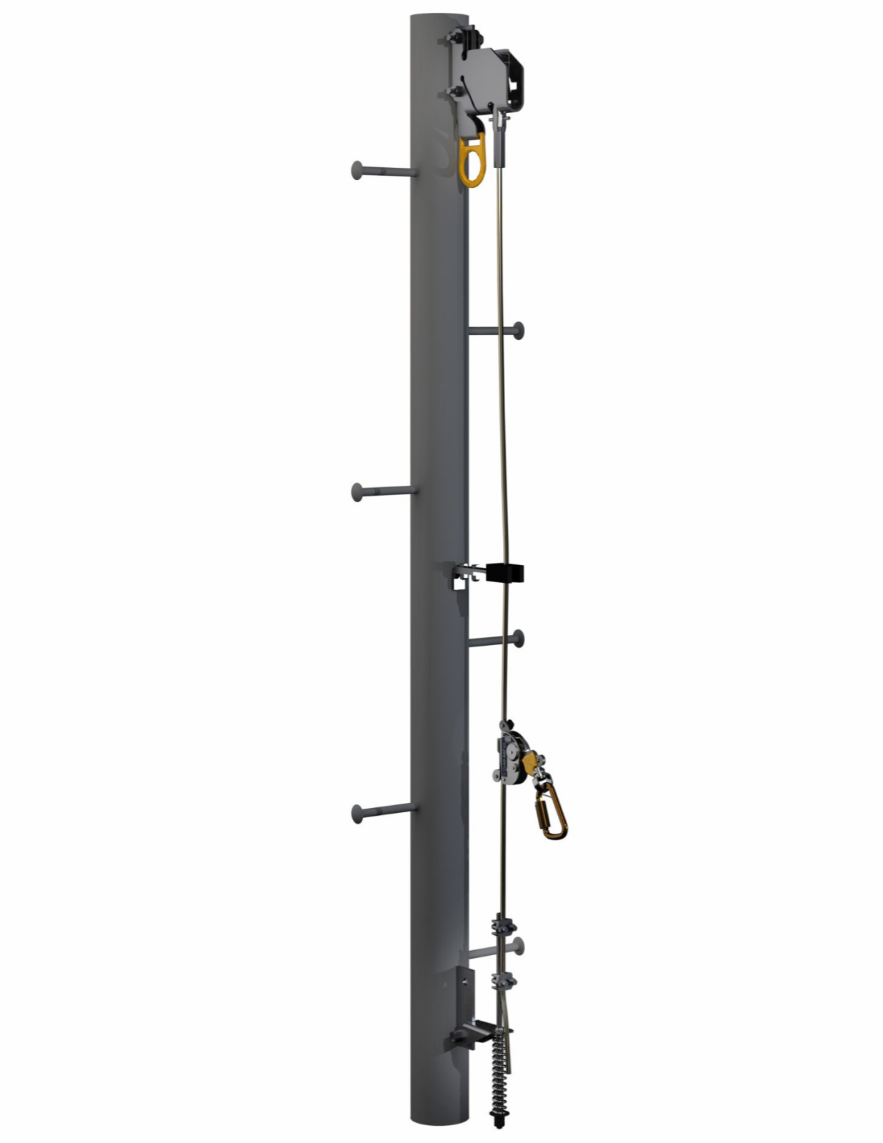 3M DBI-SALA Lad-Saf Cable Vertical Safety System Bracketry For Monopole - 4 User - Stainless Steel - 6116638