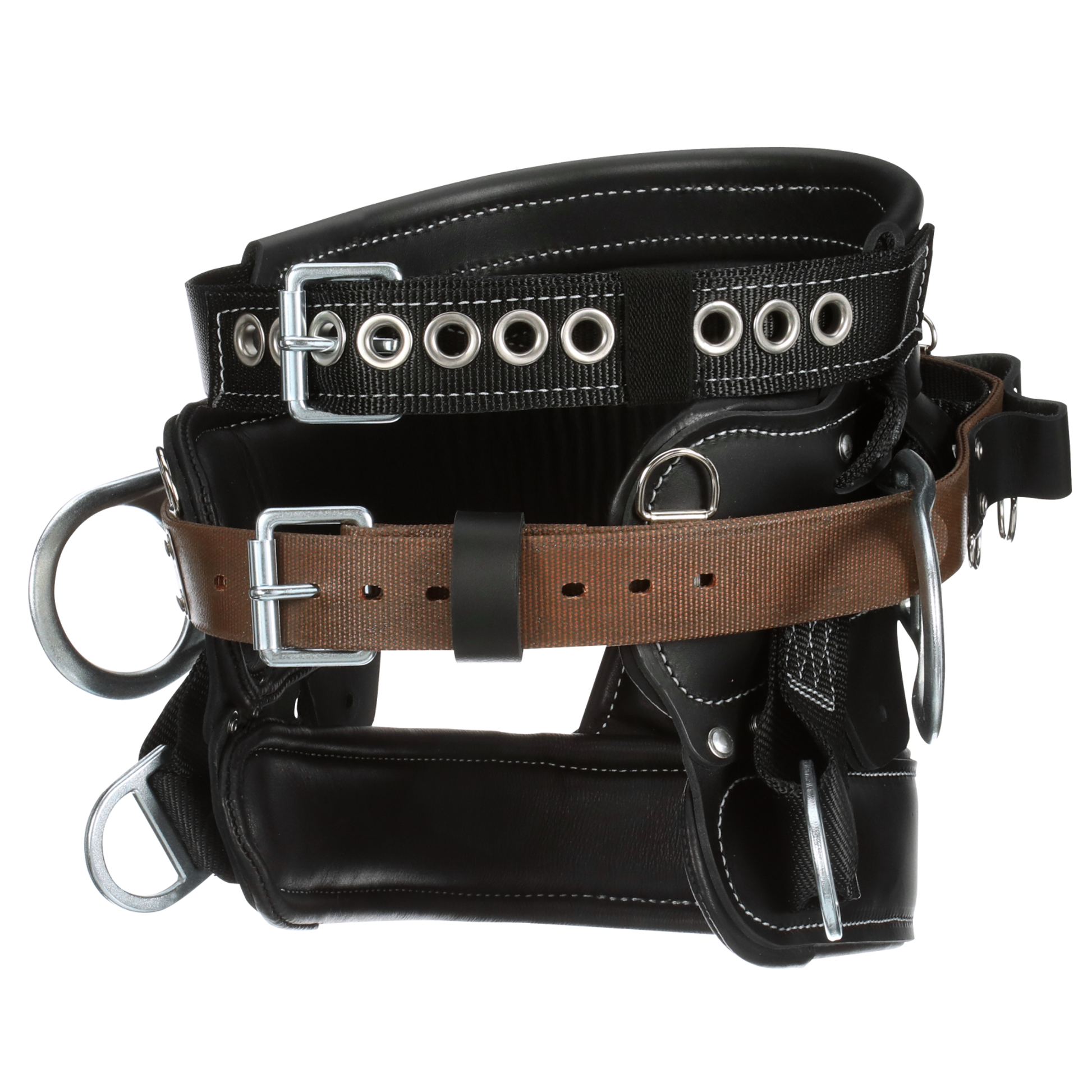 3M DBI-SALA 4D Lineman Tongue Buckle Positioning/Fall Restrict Belt without Quick Connect - Leather - Seat - Black - D23 - 1000264