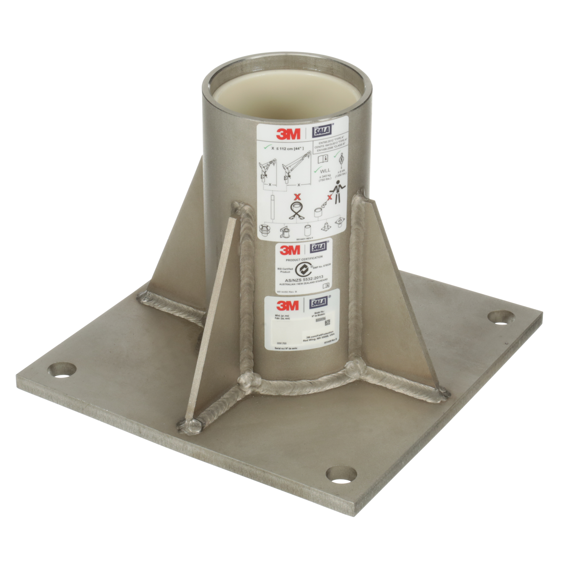 3M DBI-SALA Confined Space Floor Mount Base Stainless Steel - 8000096