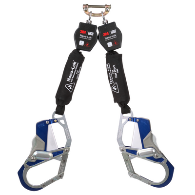 3M DBI-SALA Nano-Lok Twin-Leg Hot Work Self-Retracting Lifeline with Quick Connect - Web - Comfort Grip Hook - 6ft - 3100572