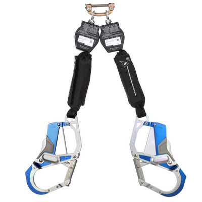 3M DBI-SALA Nano-Lok Twin-Leg Hot Work Self-Retracting Lifeline with Quick Connect - Web - Comfort Grip Hook - 6ft - 3100572