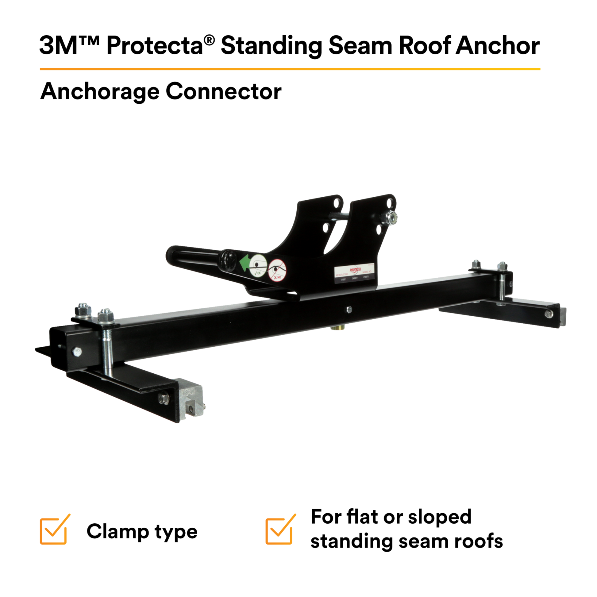 3M Protecta Reusable Roof Anchor For Standing Seam - Fits 12 in - 24 in - 30 in - 32 in - 36 in Spacing - 2190072