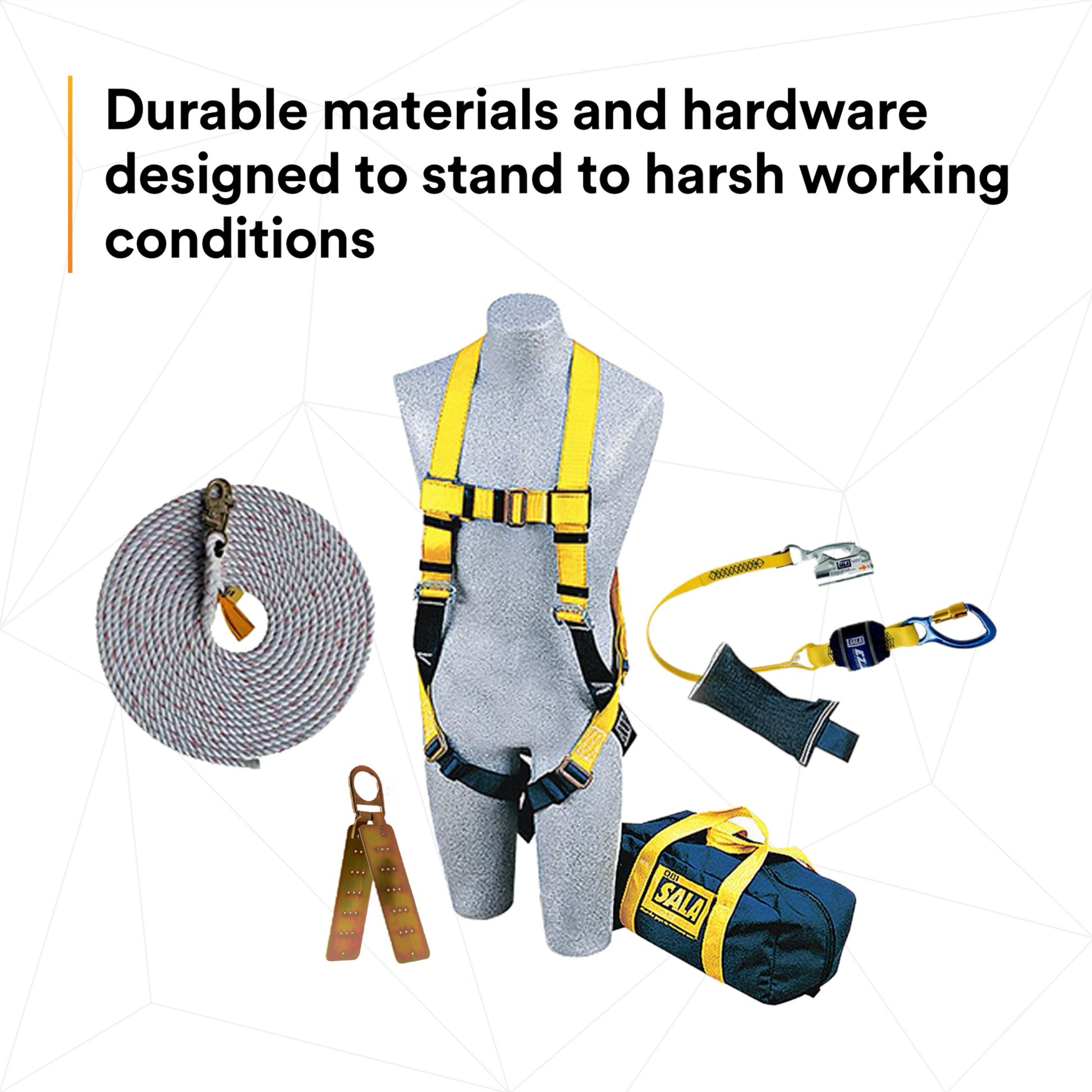 3M DBI-SALA Roofers Fall Protection Compliance Kit - Anchor - Harness - Rope Grab/Lanyard - Lifeline - 50 ft - 2104169