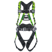 Miller AirCore Aluminum Hardware Green Harness w/Front & Side D-Rings Lumbar Pad - Belt - Universal (Large/XL) - AAF-QCBDPUG