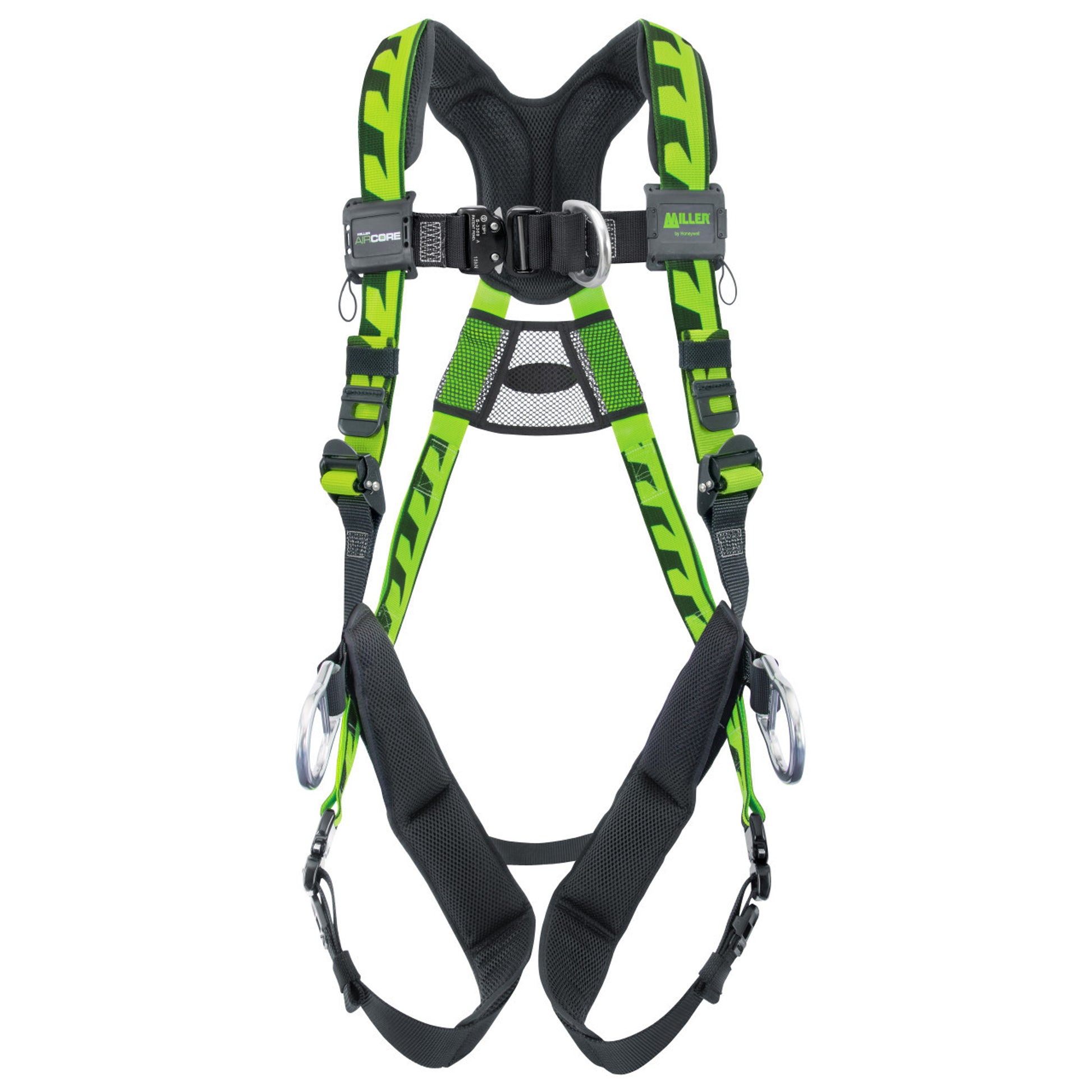 Miller AirCore Aluminum Hardware Green Harness w/Front & Side D-Rings - Universal (Large/XL) - AAF-QCDUG