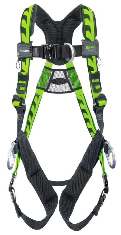 Miller AirCore Aluminum Hardware Green Harness w/Front & Side D-Rings - Universal (Large/XL) - AAF-QCDUG