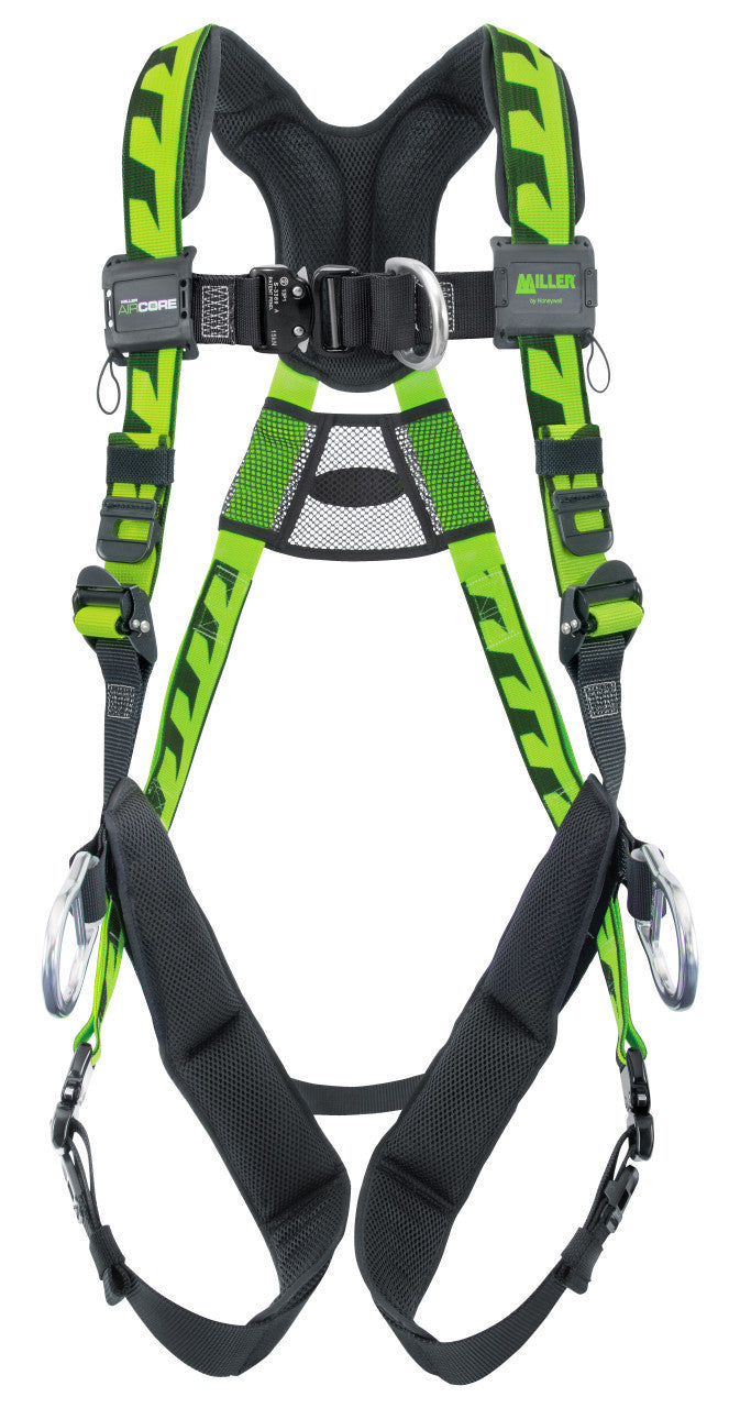 Miller AirCore Aluminum Hardware Green Harness w/Front & Side D-Rings - Universal (Large/XL) - AAF-QCDUG