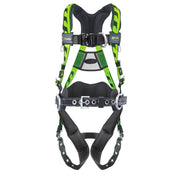 Miller AirCore Aluminum Hardware Green Harness w/Front & Side D-Rings Lumbar Pad - Belt - Universal (Large/XL) - AAF-TBBDPUG