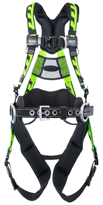 Miller AirCore Tower Climbing w/Aluminum Hardware Green Harness w/Front & Side D-Rings Lumbar Pad - Belt - 2X/3X - AAT-QC23XG