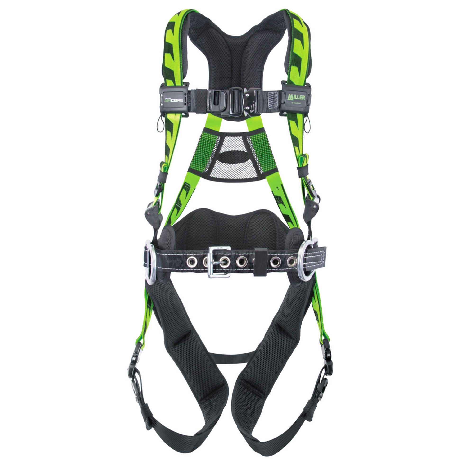 Miller AirCore Aluminum Hardware Green Harness w/Side D-Rings Lumbar Pad - Belt - Universal (Large/XL) - ACA-QC-BDP/UGN
