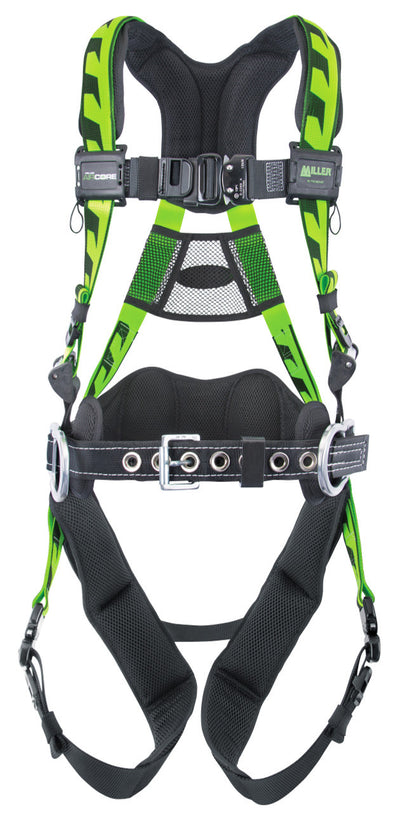 Miller AirCore Aluminum Hardware Green Harness w/Side D-Rings Lumbar Pad - Belt - Universal (Large/XL) - ACA-QC-BDP/UGN