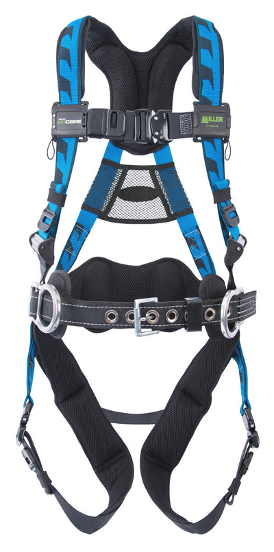Miller AirCore Aluminum Hardware Blue Harness w/Side D-Rings Lumbar Pad - Belt - Small/Medium - ACA-QC-BDP/S/MBL