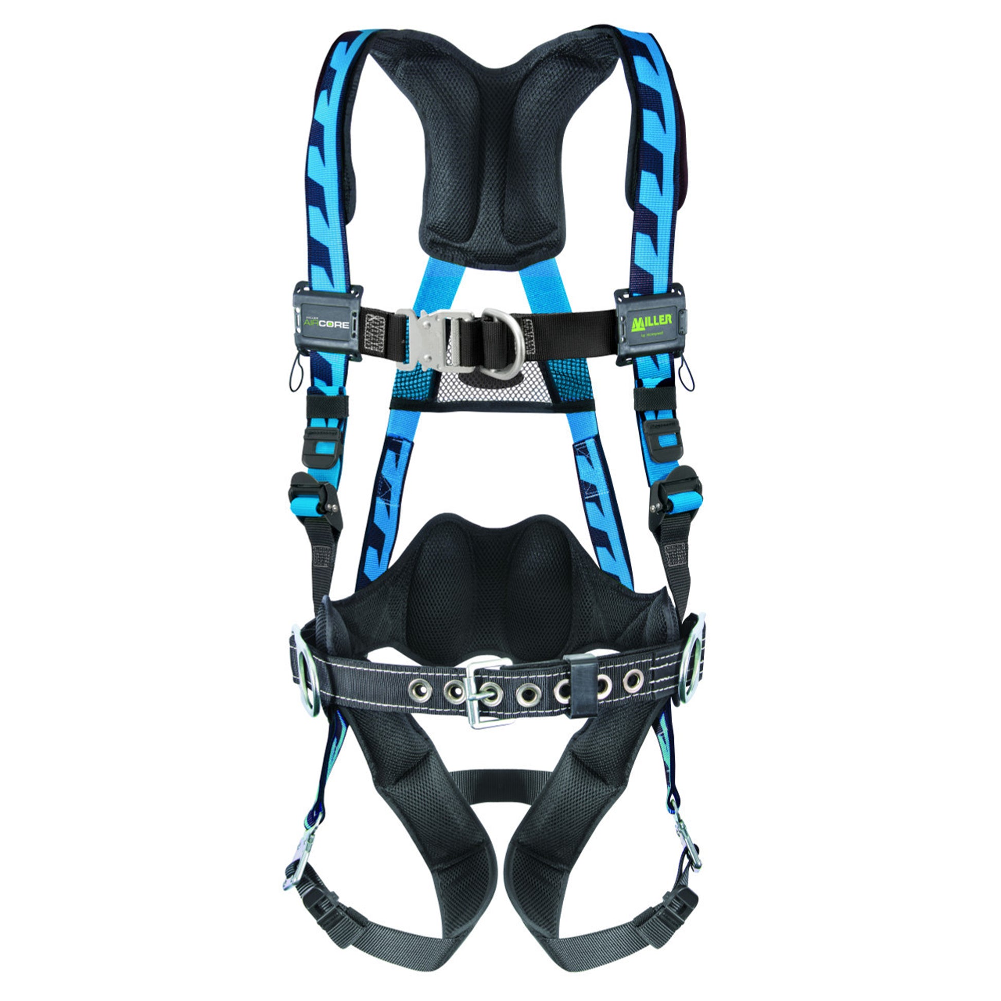 Miller AirCore Steel Hardware Blue Harness w/Front & Side D-Rings Lumbar Pad - Belt - Universal (Large/XL) - ACF-QCBDPUB