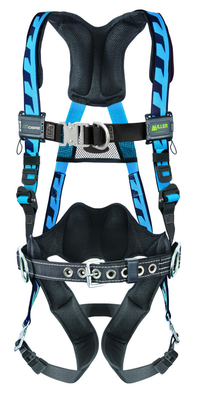 Miller AirCore Steel Hardware Blue Harness w/Front & Side D-Rings Lumbar Pad - Belt - 2X/3X - ACF-QCBDP23XB
