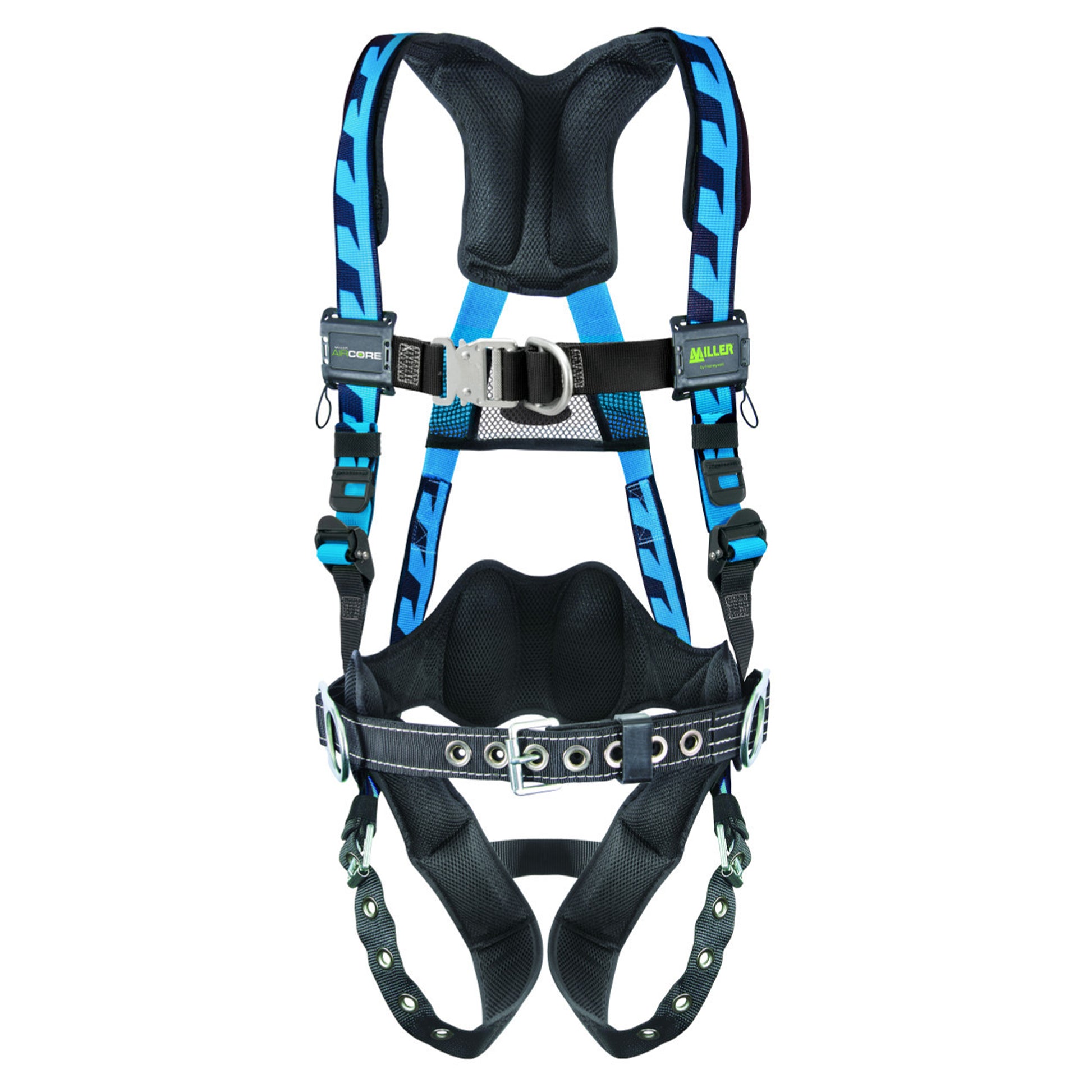 Miller AirCore Steel Hardware Blue Harness w/Front & Side D-Rings Lumbar Pad - Belt - 2X/3X - ACF-TBBDP23XB