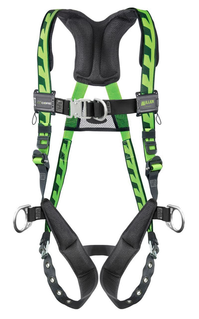 Miller AirCore Steel Hardware Green Harness w/Front & Side D-Rings - Universal (Large/XL) - ACF-TBDUG
